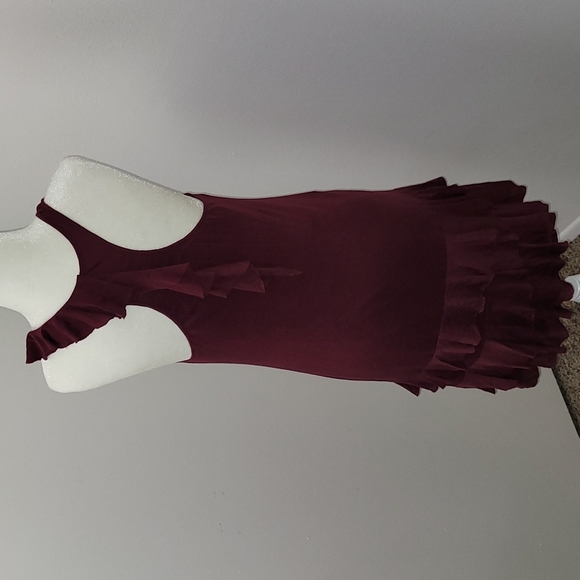 Juicy Couture Burgundy Ruffle Tiered Bottom Mini Summer Dress Size Small GUC - Picture 9 of 16